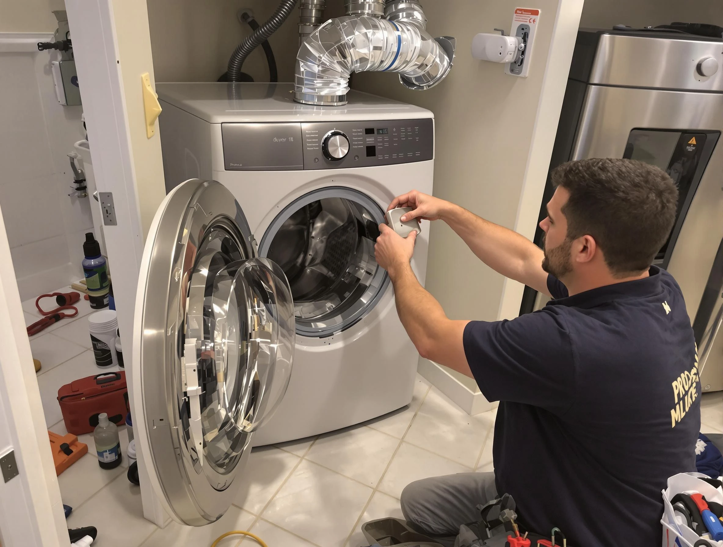 Temecula Dryer Vent Cleaning technician performing precise dryer vent hose installation in Temecula