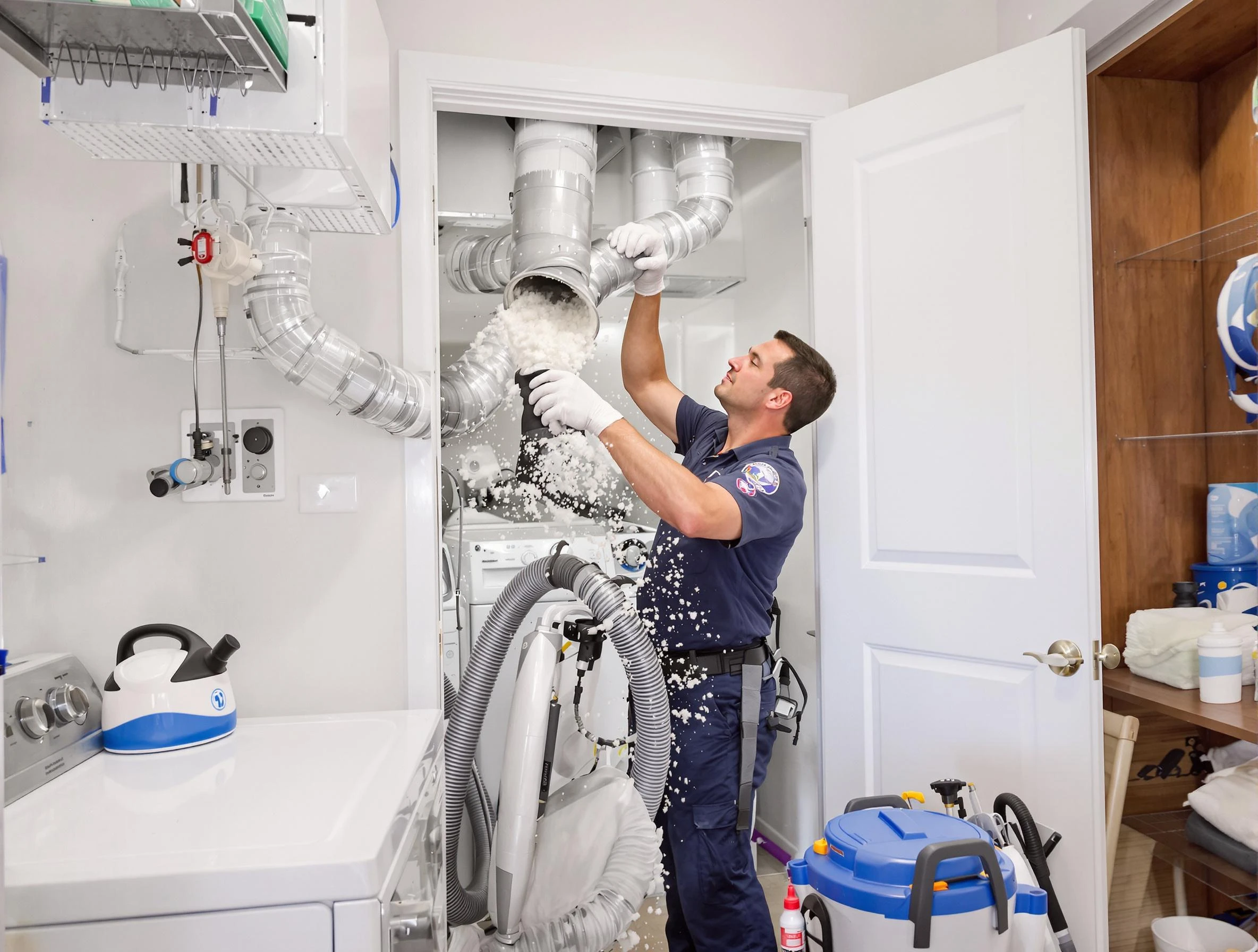 Temecula Dryer Vent Cleaning technician delivering thorough residential dryer vent cleaning service in Temecula